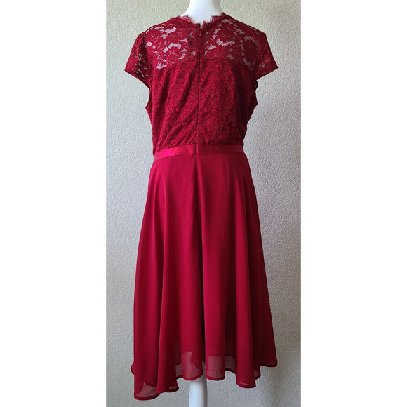 HOCO Sorority‎ Dress XL Lace Overlay Ruffled Wedding Guest Cocktail Miusol NWT - Picture 6 of 14